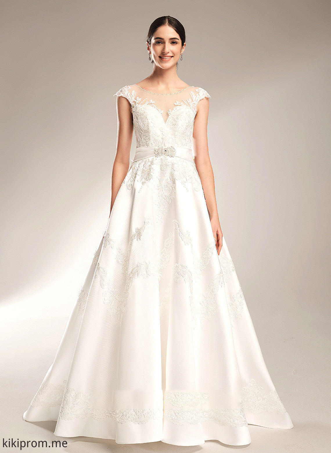 With Neck Chapel Scoop Dress Willow Beading Wedding Dresses Train Wedding Sequins Ball-Gown/Princess