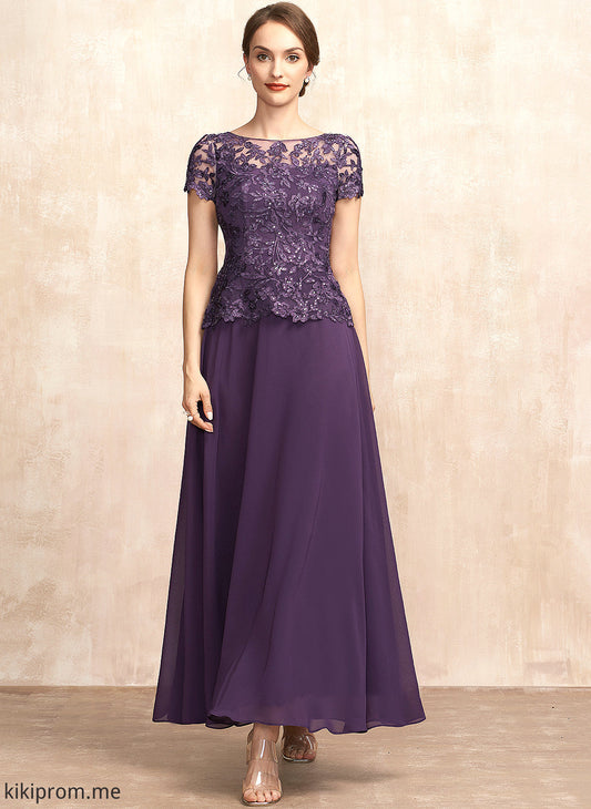 Neck Ankle-Length Mother A-Line Scoop of Erika Dress Sequins Bride Chiffon the With Mother of the Bride Dresses Lace