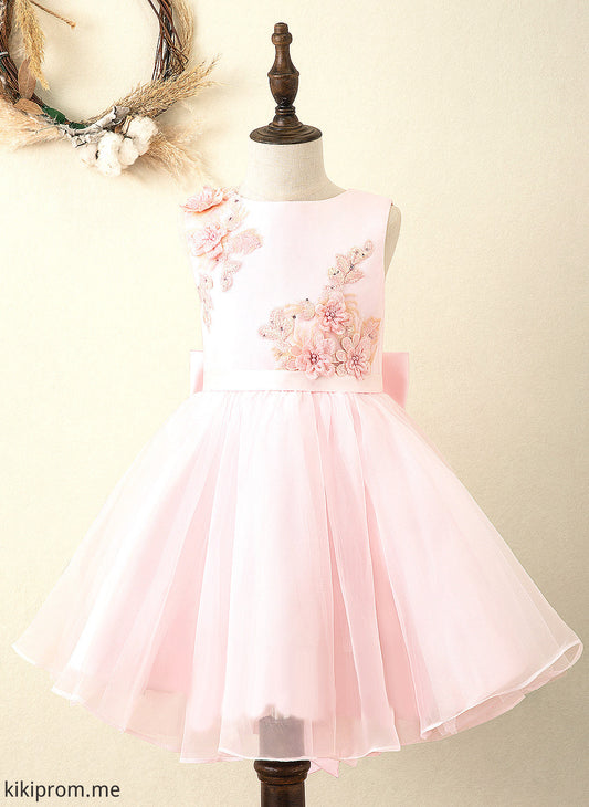 With Sleeveless Girl Flower Girl Dresses Scoop Dress - Organza/Satin/Lace sash) Sash/Flower(s)/Bow(s) (Undetachable A-Line Flower Marina Neck Knee-length