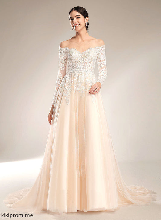 Dress Tulle Illusion Sequins With Lace Sarah Wedding Dresses Chapel Wedding Train Ball-Gown/Princess