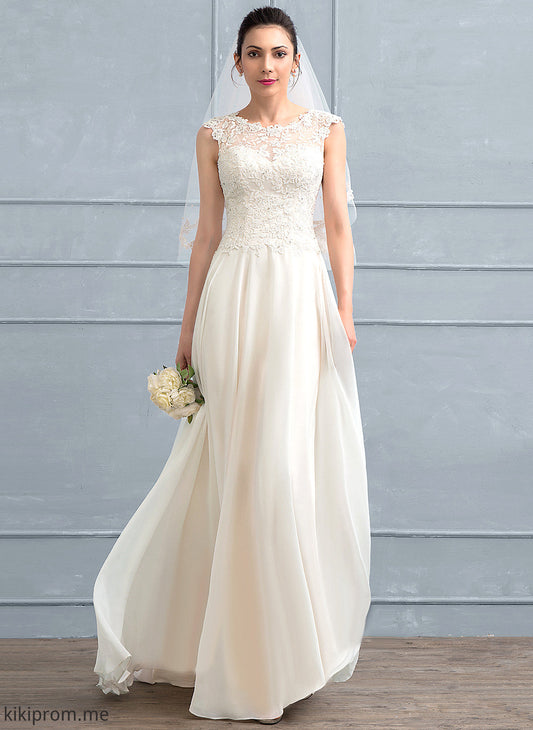 Wedding Dress Floor-Length Scoop A-Line Karen Sequins With Beading Wedding Dresses Chiffon Lace