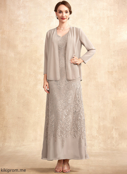 Ankle-Length A-Line Bride Chiffon Lace Mother of the Bride Dresses Dress V-neck Mother the Leyla of