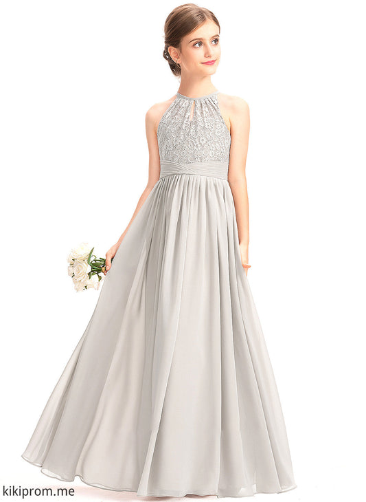 With Junior Bridesmaid Dresses A-Line Chiffon Lace Carolyn Floor-Length Scoop Neck Ruffle