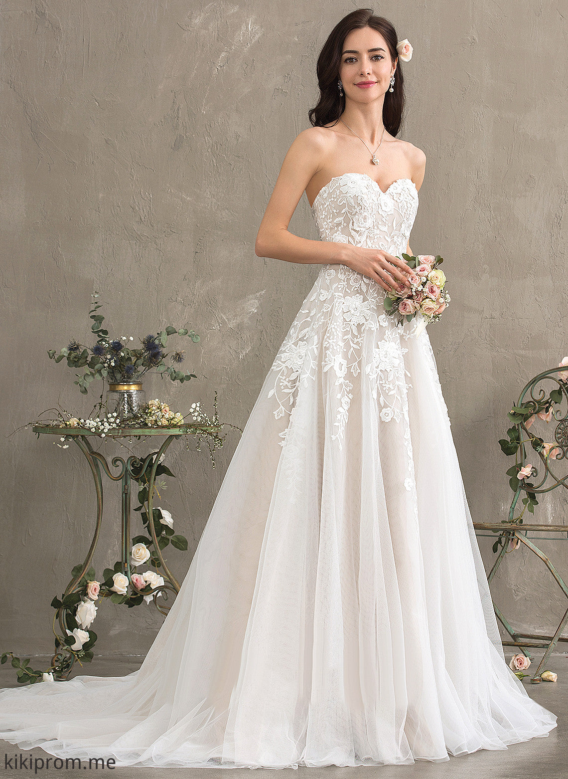 Tulle Lace Sweetheart Dress Court Wedding Wedding Dresses Ball-Gown/Princess Train Ellen