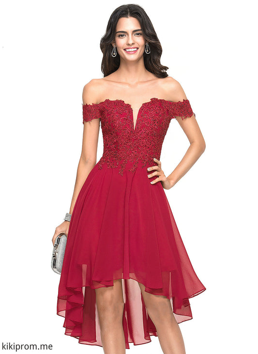 Off-the-Shoulder Beading Dress Homecoming Dresses With Lace Amelie Asymmetrical Homecoming A-Line Chiffon