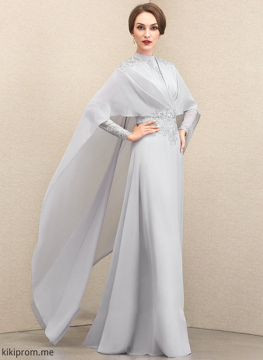 Mother A-Line of Floor-Length the Chiffon Neck High Bride Dress Lace Ruffle Mother of the Bride Dresses Ashlee With