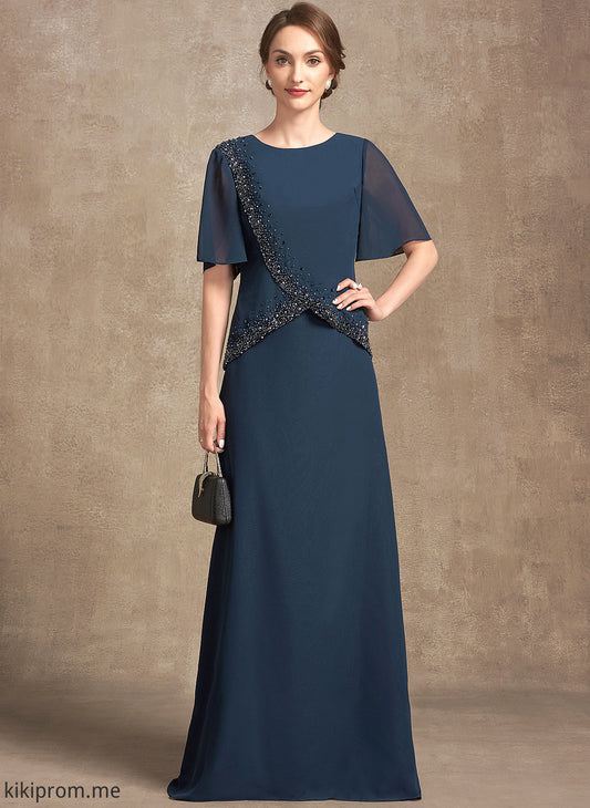 Sequins Beading Dress the Floor-Length A-Line of Scoop Chiffon Bride Neck With Lauretta Mother Mother of the Bride Dresses