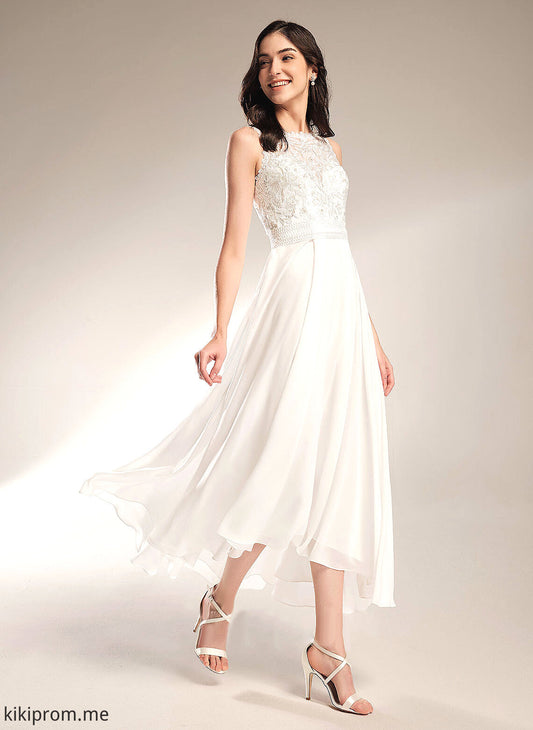 Neck Selina A-Line Scoop Asymmetrical Lace Dress Wedding Wedding Dresses Chiffon