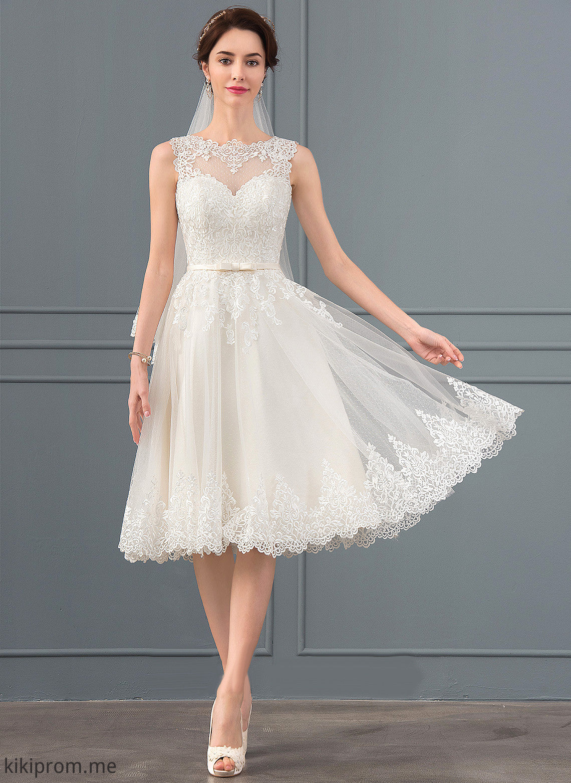 Precious With Lace Knee-Length Bow(s) Wedding Illusion Wedding Dresses Dress Satin Tulle A-Line