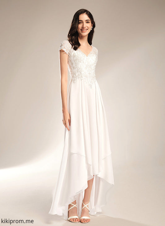 Asymmetrical Chiffon V-neck With A-Line Lace Wedding Dresses Dress Wedding Chaya