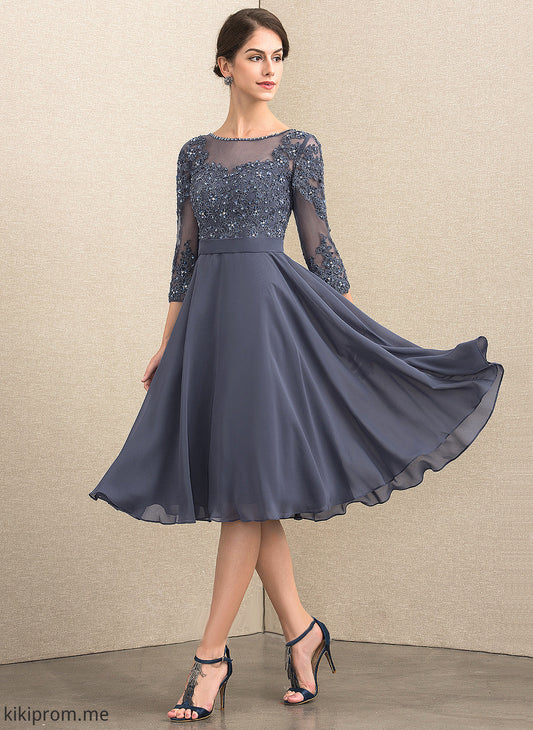 Knee-Length Bride Chiffon Scoop the Sequins With A-Line Ella Beading of Neck Mother of the Bride Dresses Dress Lace Mother