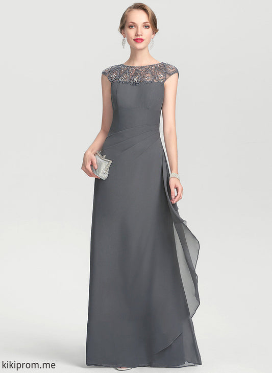 Scoop Ruffles Aimee With of Floor-Length Sequins Bride Neck Mother Mother of the Bride Dresses Cascading the Chiffon Dress Beading A-Line