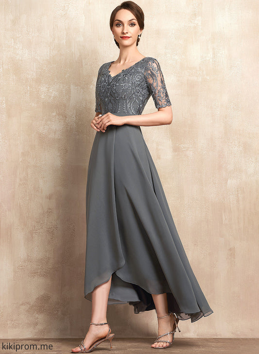 Lace A-Line Mother of Cloe V-neck Mother of the Bride Dresses Dress Asymmetrical Chiffon the Bride