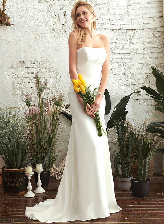 Philippa Trumpet/Mermaid Crepe Train Stretch Wedding Dresses Strapless Sweep Dress Wedding