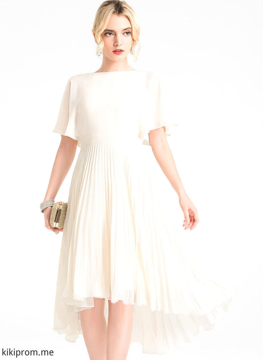 With Pleated Dress Asymmetrical Wedding Scoop Wedding Dresses Nyla Chiffon A-Line