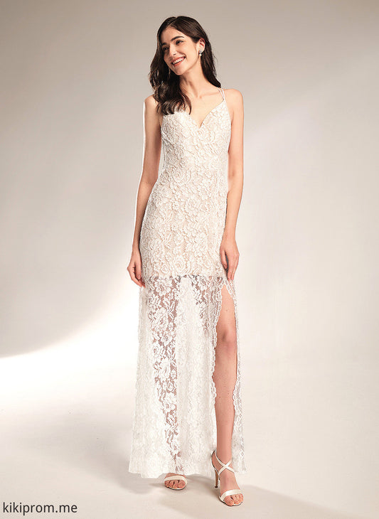 Wedding Dresses Floor-Length Lace Dress Wedding Sheath/Column Hedwig V-neck