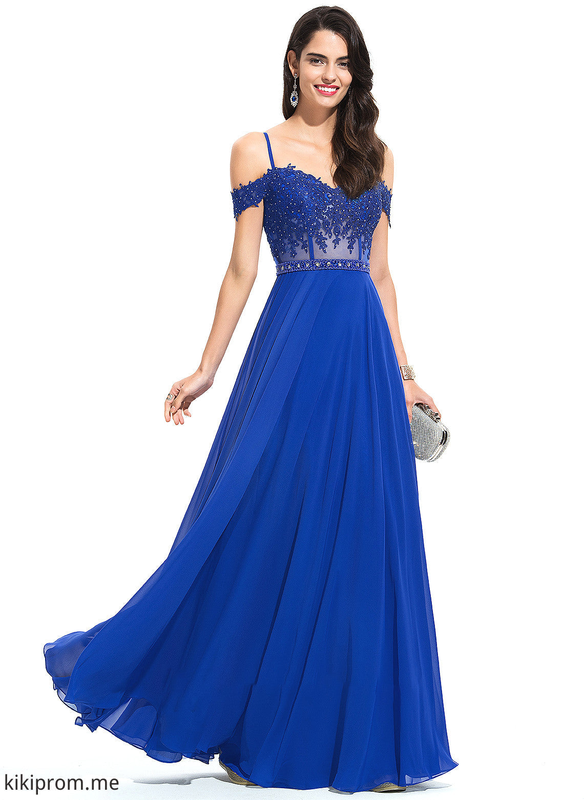 Prom Dresses Off-the-Shoulder Chiffon Leia Sweetheart Floor-Length With Beading Sequins A-Line