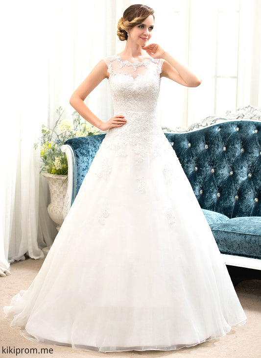 With Sweep Organza Sequins Train Wedding Ball-Gown/Princess Dress Illusion Wedding Dresses Lace Julie Beading Tulle