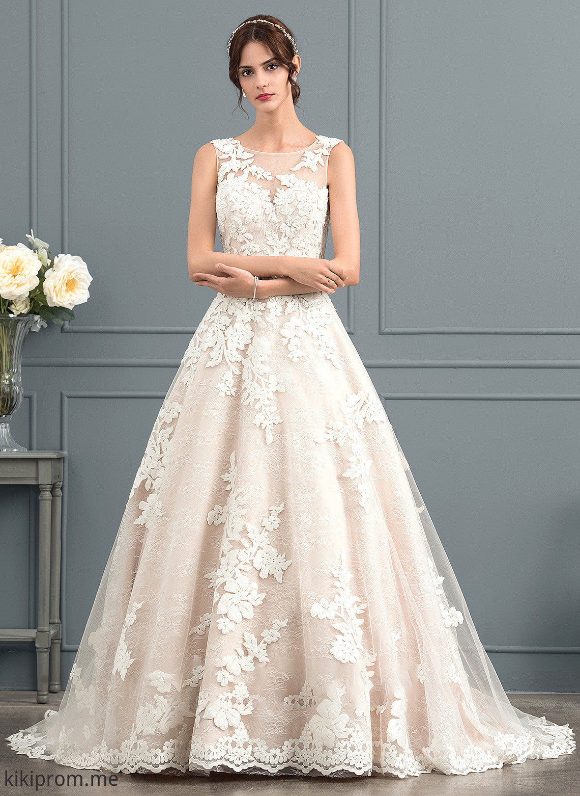 With Dress Court Sequins Ball-Gown/Princess Tulle Illusion Wedding Dresses Beading Wedding Train Madisyn