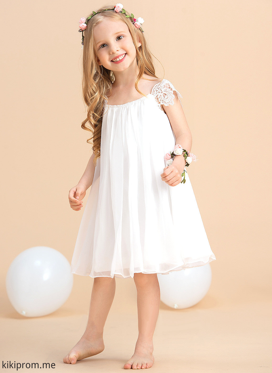 Tea-length With Scoop Flower Girl Dresses Neck Lace Dress Chiffon Flower - A-Line/Princess Girl Kathryn Sleeveless