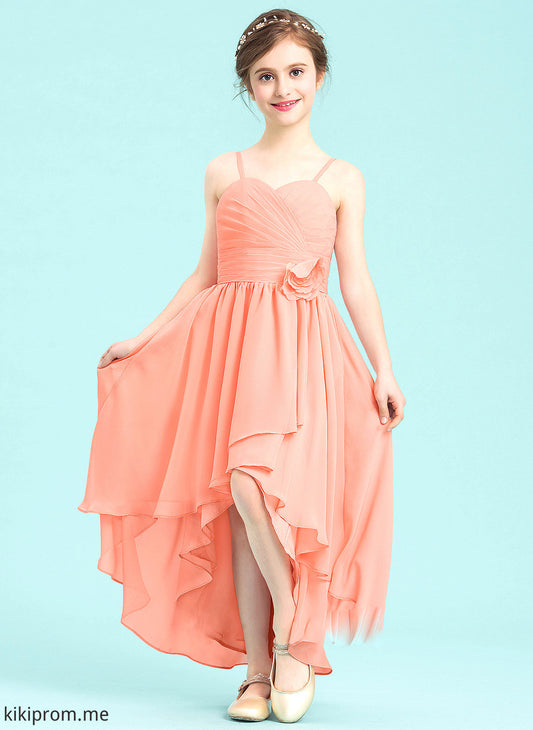 With Asymmetrical Ruffle Cheyanne A-Line Sweetheart Flower(s) Junior Bridesmaid Dresses Chiffon