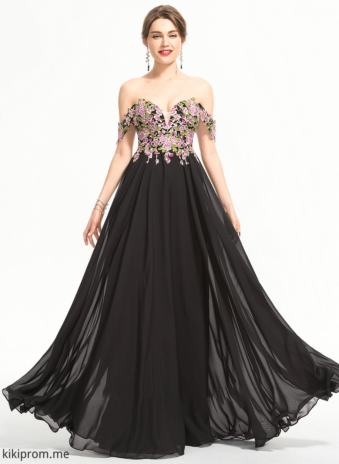 Chiffon Off-the-Shoulder Ball-Gown/Princess Floor-Length Prom Dresses Brielle