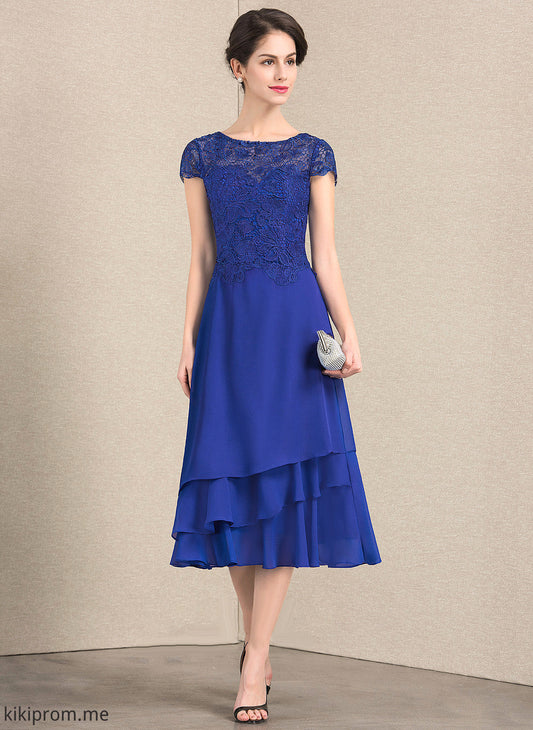 Tea-Length Scoop Dress Luciana Neck Mother of the Bride Dresses Bride of the Chiffon Mother Lace A-Line