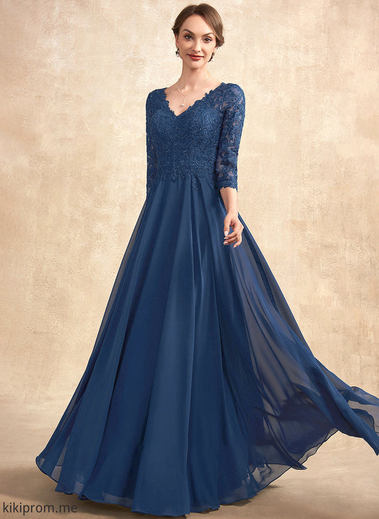 Lace Dress Floor-Length Chiffon Bride of the Yaritza V-neck Mother of the Bride Dresses Mother A-Line