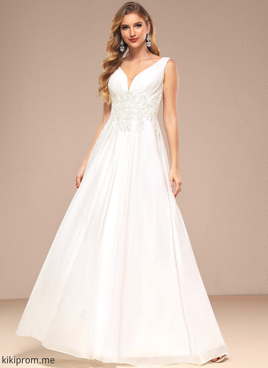 Wedding Dresses Lace Chiffon Madilynn Dress A-Line Sequins V-neck Floor-Length Wedding With