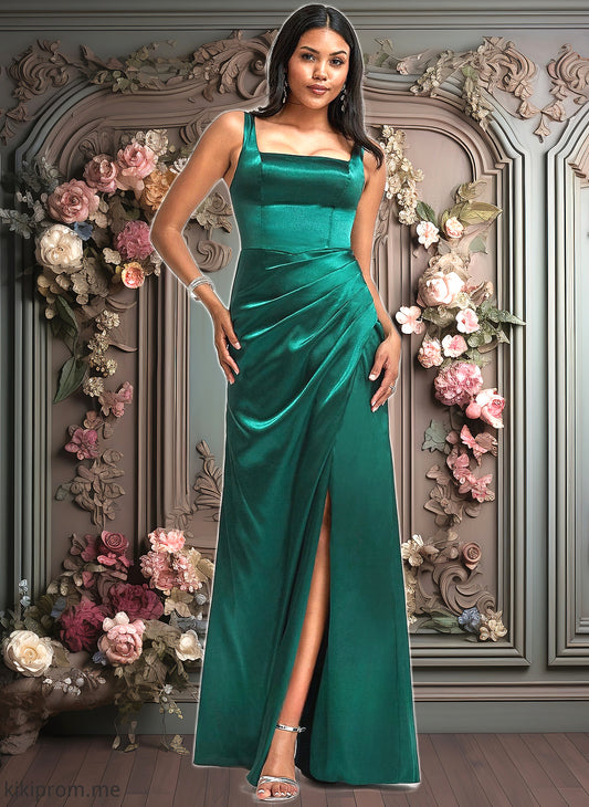 Kim A-line Square Floor-Length Stretch Satin Bridesmaid Dress HFP0025742