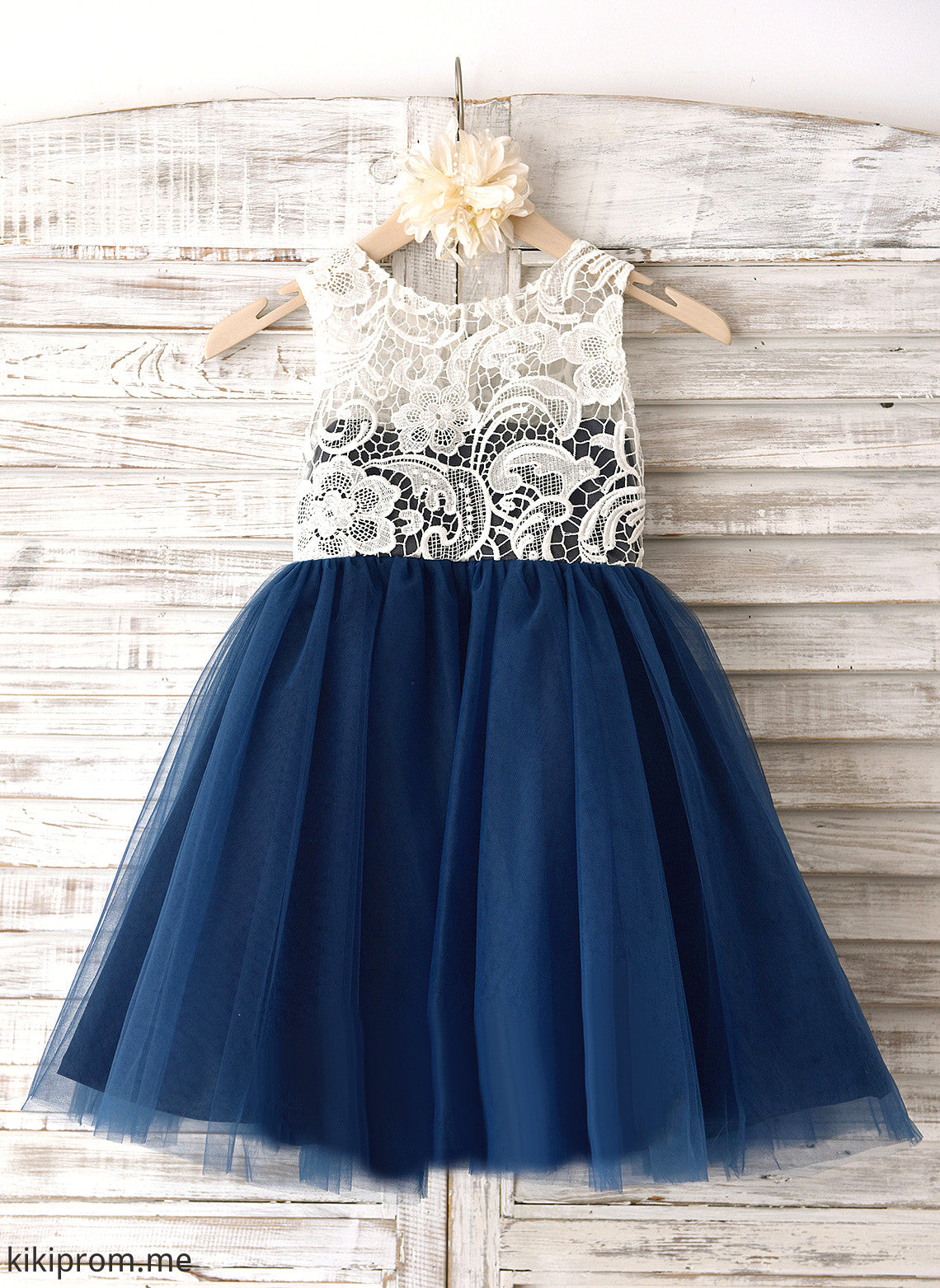 A-Line Flower With - Tulle Girl Sleeveless Neck Nathalia Knee-length Dress Scoop Flower Girl Dresses Lace