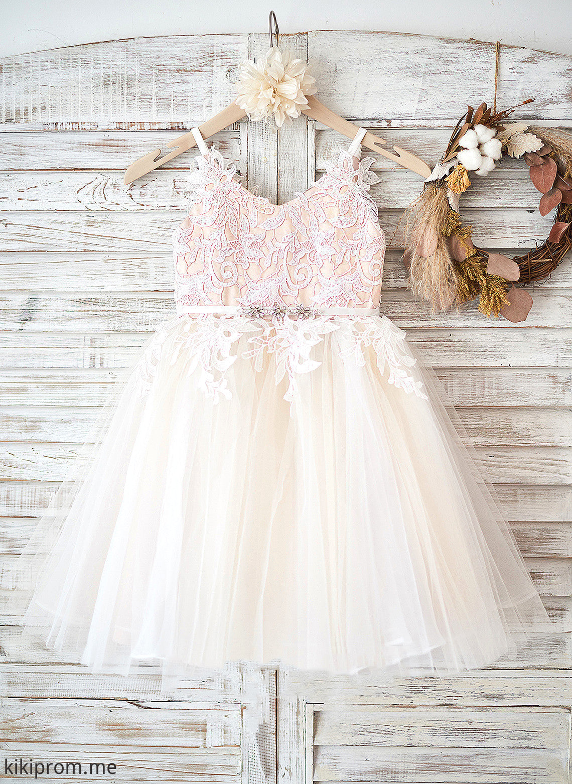 A-Line Dress Girl Tulle/Lace - Knee-length Raquel Sleeveless Flower Flower Girl Dresses Straps