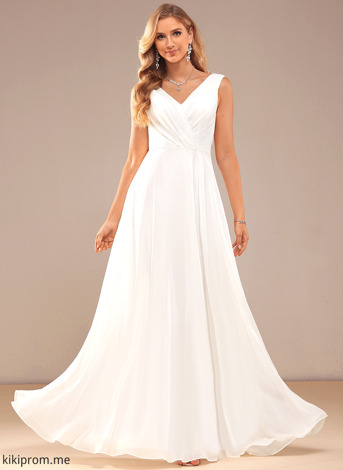 Chiffon Dress Lace Wedding Dresses Floor-Length V-neck Mira A-Line Wedding