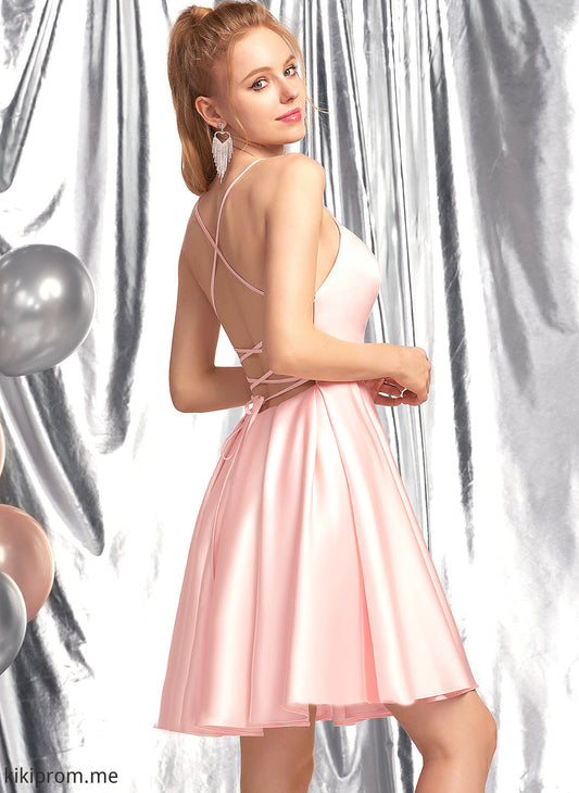 Yareli Prom Dresses Square Satin Short/Mini A-Line