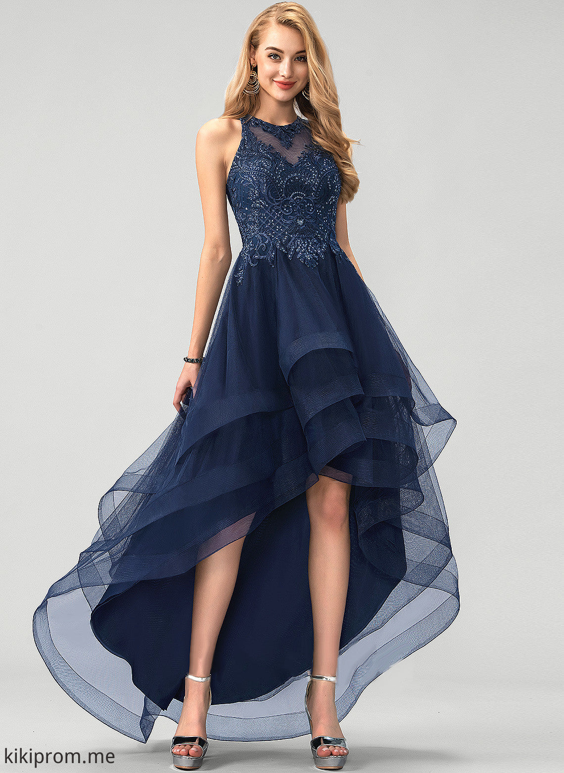 Sequins Tulle Asymmetrical With Neck Beading Prom Dresses Lace Annika Scoop Ball-Gown/Princess