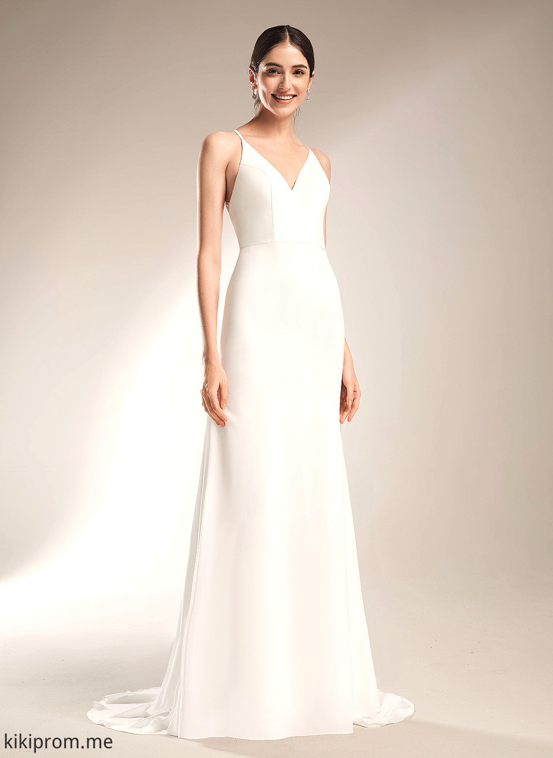 Train Sheath/Column With Savanah Court Dress V-neck Wedding Chiffon Wedding Dresses Lace