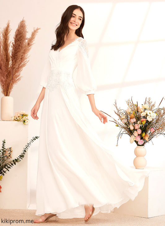 Wedding With V-neck Lace Dress Adalynn Wedding Dresses Chiffon Floor-Length A-Line