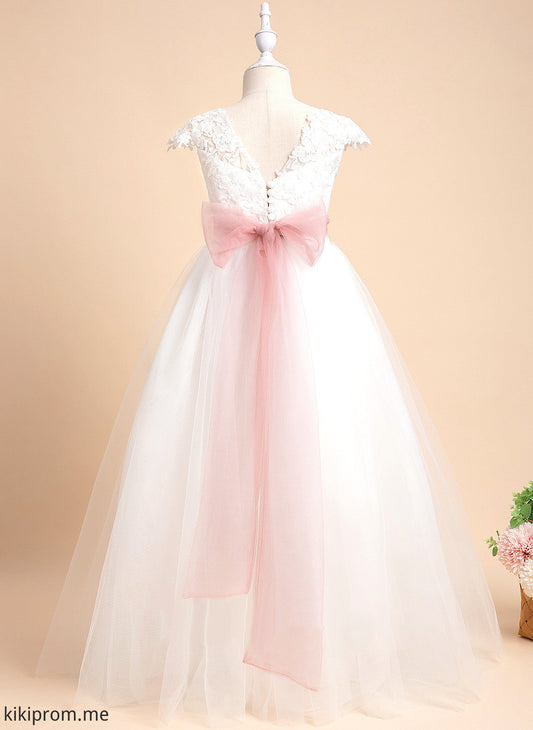 Lace Flower Lace/Sash Girl Arely Dress Floor-length - Scoop Sleeveless Ball-Gown/Princess Neck With Flower Girl Dresses