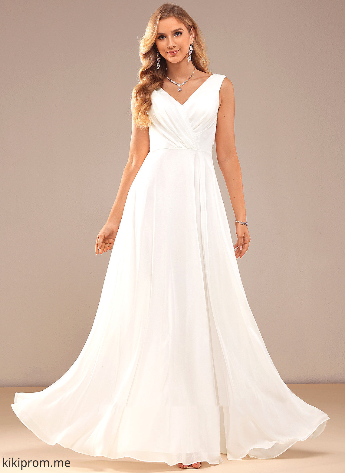 Wedding Dresses Lace Ashanti V-neck Floor-Length Chiffon Wedding With Dress A-Line