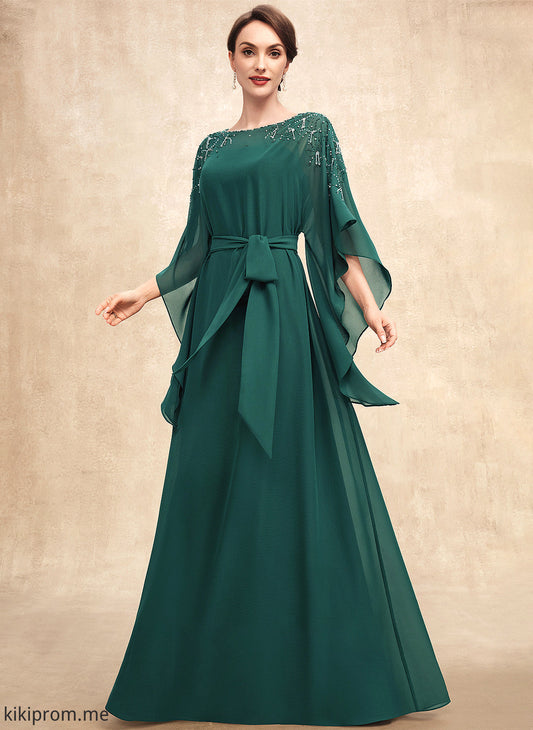 Floor-Length Chiffon With Mother of the Bride Dresses the Aylin Mother Beading of Bride Dress Scoop Neck Bow(s) A-Line