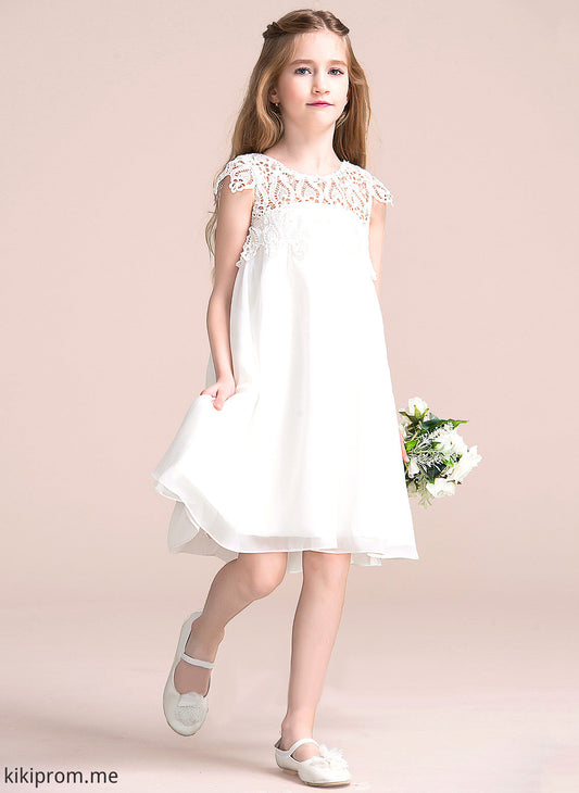 Dayanara Dress Scoop Chiffon/Lace Flower Empire - Neck Knee-length Girl Sleeveless Flower Girl Dresses