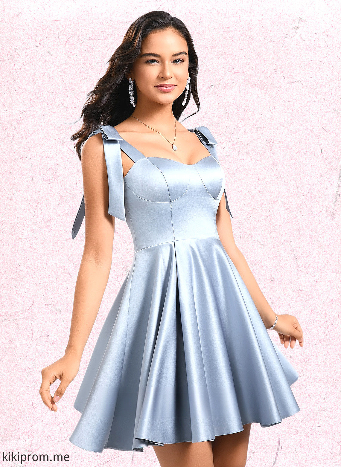 Dayanara A-line Sweetheart Short Satin Homecoming Dress With Bow HFP0025678