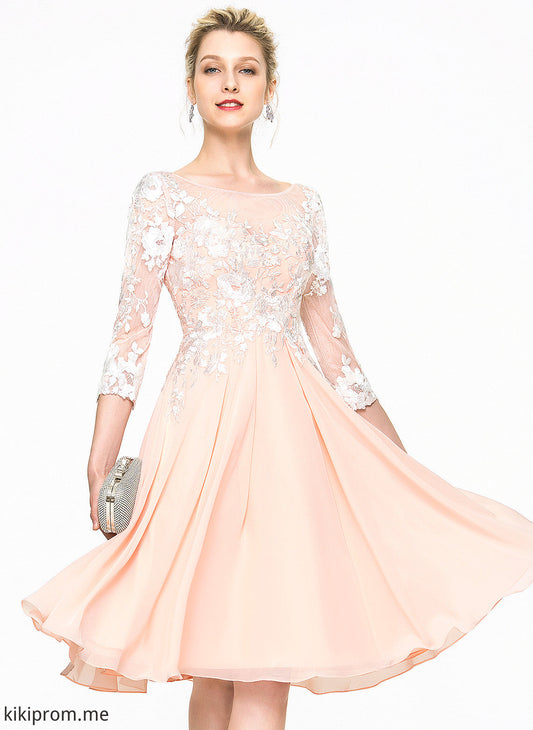 Scoop Wedding Dresses Wedding Lace Amelie Knee-Length Dress A-Line Chiffon