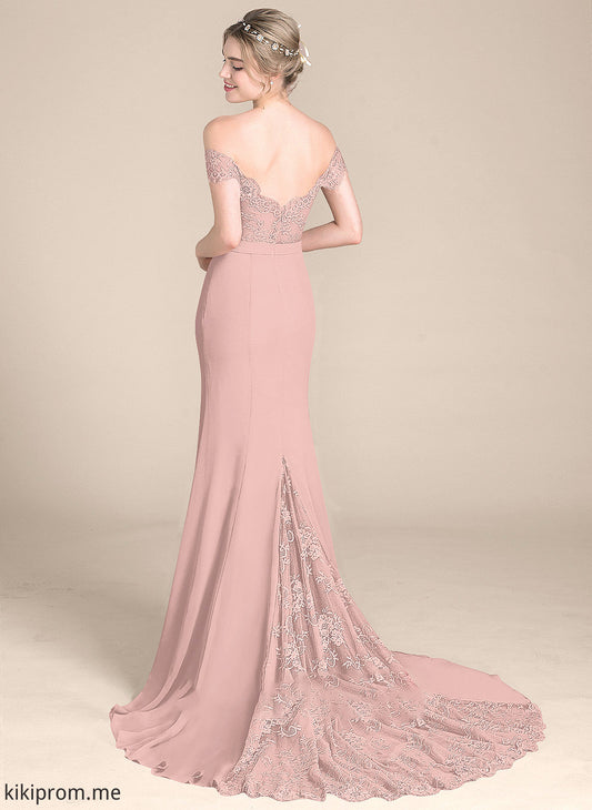 With Court Lace Prom Dresses Off-the-Shoulder Trumpet/Mermaid Sequins Chiffon Train Sasha