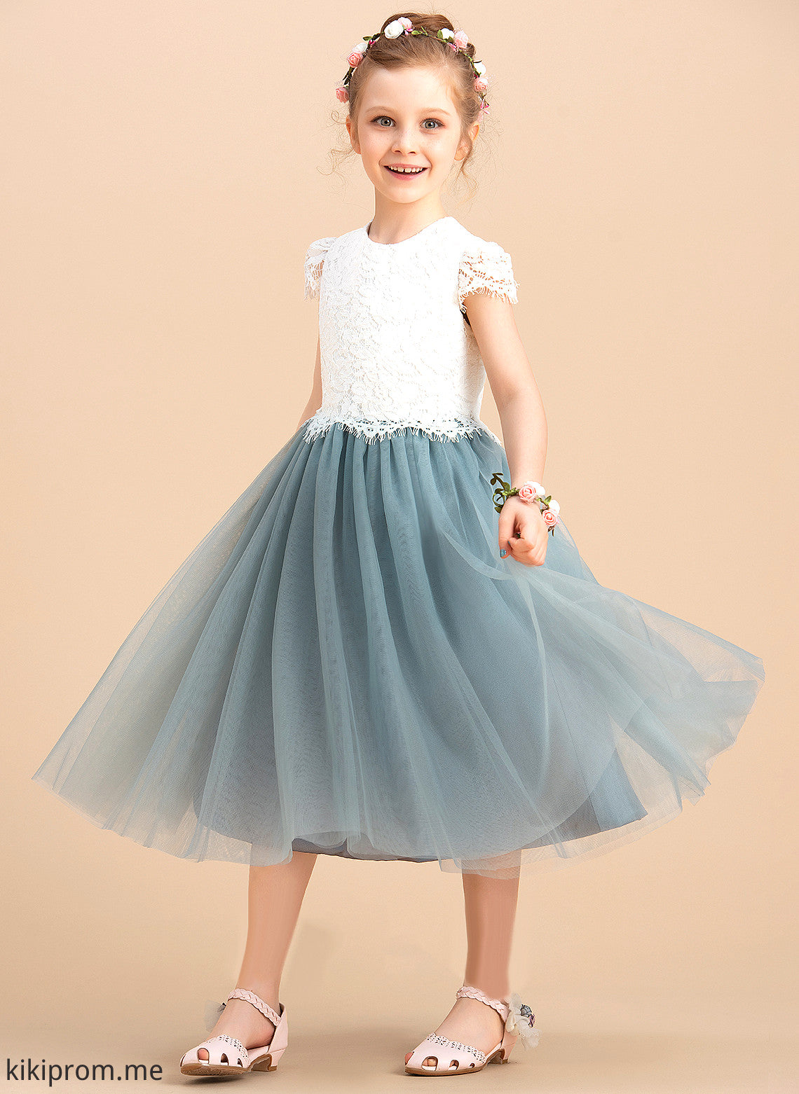 Tulle/Lace - Flower Girl Dresses Dress Flower Scoop Elyse Tea-length Girl Sleeveless Neck A-Line