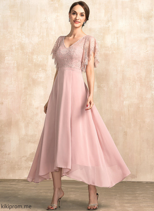 Mother Nola Chiffon Bride A-Line V-neck Ankle-Length Mother of the Bride Dresses the Lace Dress of