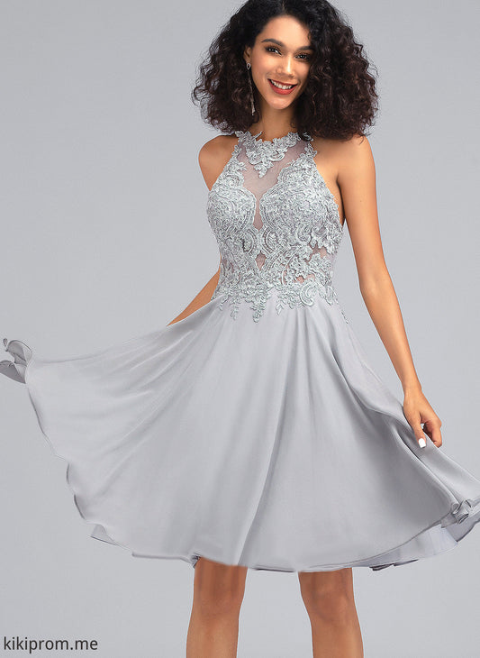 With Lace Sequins Chiffon Scoop A-Line Knee-Length Lexi Prom Dresses