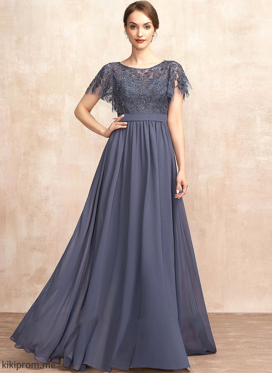 With Lace Mother Dress Chiffon Neck A-Line Mother of the Bride Dresses the Bride Sequins Scoop Lilian Floor-Length of