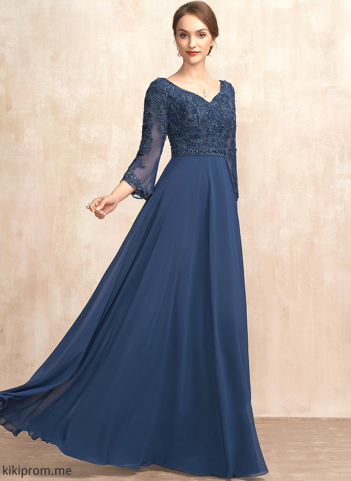 V-neck Mother Beading Sequins Mother of the Bride Dresses the Bride A-Line With Elisa Floor-Length of Lace Dress Chiffon