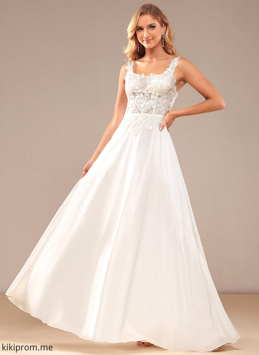 Chiffon Square Wedding With Dress Madalyn A-Line Lace Floor-Length Sequins Wedding Dresses